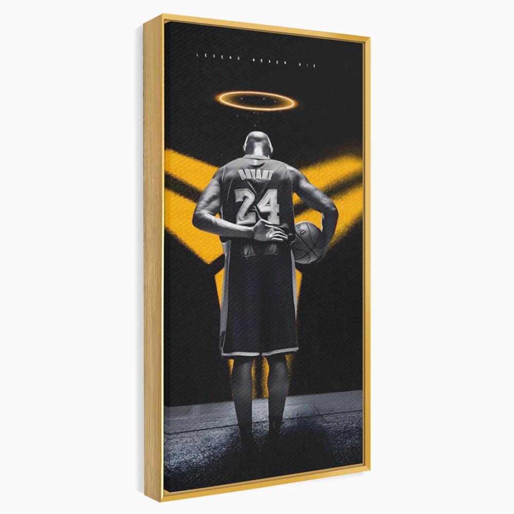 Tablou canvas cu tablou canvas cu baschetbalistul kobe bryant, in rama de aluminiu auriu